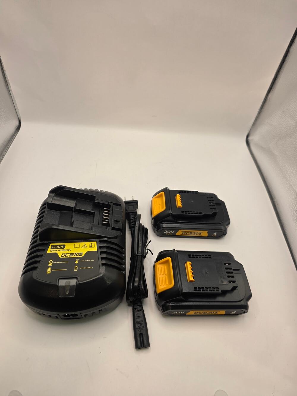 2-Pack 20V Max 4Ah Lithium-Ion Replacement Batteries + Charger DCB203 DCB105